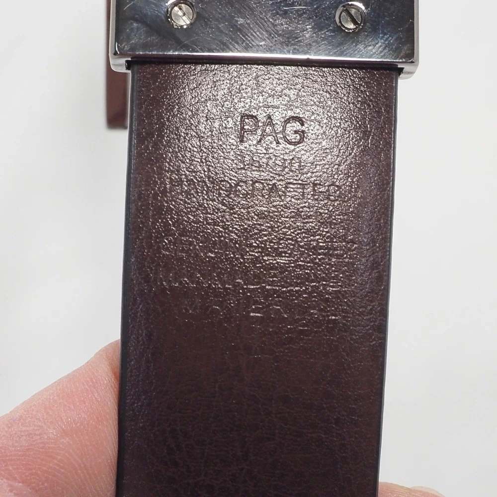 Leather Reversible Belt Men 36 Black Brown Swivel Buckle Hand Crafted Minimalist